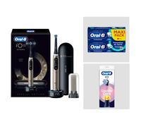Pack Oral-B iO10 Gold - Sensibilité avec : 1 brosse à dents électrique + 2 dentifrices + 6 brossettes + 1 étui de voyage