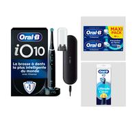 Pack Oral-B iO10 Noire - Nettoyage Intense avec : 1 brosse à dents électrique + 2 dentifrices + 4 brossettes + 1 étui de voyage