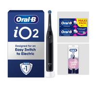 Oral- iO 2 Brosse A Dents Electrique Noire Pour Adultes, 3 Modes De Nettoyage, Doux Pour Les Gencives, Brossage Souple, Accessoires, Brossette Oral B De Rechange, Chargeur