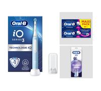 Pack Oral-B iO3 Bleue - Sensibilité avec : 1 brosse à dents électrique + 2 dentifrices + 2 brossettes