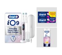 Pack Oral-B iO9 Rose - Sensibilité avec : 1 brosse à dents électrique + 2 dentifrices + 6 brossettes + 1 étui de voyage
