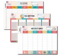 Pack Organisation Familiale 3-en-1 | Emploi du Temps Scolaire + Planning Routines Matin & Soir + Planning Tâches Quotidiennes | Calendriers A3 à Compléter & Personnaliser | Enfants, Ados, Parents