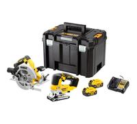 Pack outil sans fil - scie sauteuse + scie circulaire - DEWALT - avec 2 batterie 18V 5.0Ah - chargeur - TSTACK - DCK2012P2T-QW