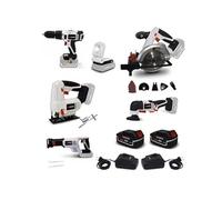 Pack Outillage X-Performer BATTERIES 4Ah - Perceuse Visseuse Scie Sauteuse - Circulaire - Sabre - Multifonctions - Lampe