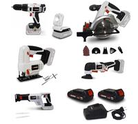 Pack Outillage X-Performer BATTERIES 2Ah - Perceuse Visseuse Scie Sauteuse - Circulaire - Sabre - Multifonctions