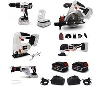 Pack Outillage X-Performer BATTERIES 4Ah - Perceuse Visseuse Scie Sauteuse - Circulaire - Sabre - Multifonctions - Lampe