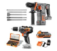 Pack outils 20V sans fil - FUXTEC - visseuse sans fil et marteau perforateur, avec batteries et accessoires