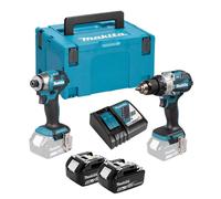 Makita DLX2528TJ 18 V Li-ion Batterie Perceuse À Percussion/visseuse (DHP489) & Visseuse À Percussion (DTD173) Kit Combiné (2x Batterie 5,0 Ah) Dans Mbox
