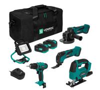 Pack outils sans fil Plate-forme de batteries 20V | 4 machines, 2 batteries 4.0Ah et chargeur incl.