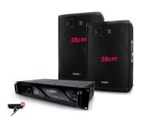 PACK PAIRE D'ENCEINTES BM SONIC BMS-15 SONO DJ CLUB PA Bass reflex 2 boomers de 38cm CLUSTER 1400W + Ampli PRO MyDj AC 3000W G