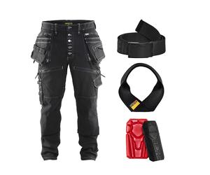 Pack Pantalon X1900 artisan stretch 2D + Genouillères + Ceinture + Porte-marteau BLAKLADER