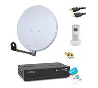 Pack Parabole acier 60 cm avec LNB + Récepteur Satellite HD (Carte incluse) + HDMI 2M