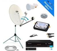 pack parabole acier 65cm bras repliable récepteur fransat lnb câble trepied poin G