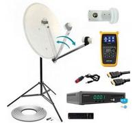 pack parabole acier 65cm bras repliable récepteur fransat lnb single câble coaxial G