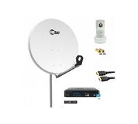 pack parabole acier 80cm récepteur fransat avec carte lnb single
