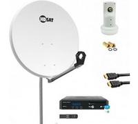 pack parabole acier 80cm récepteur fransat avec carte lnb single Blanc G