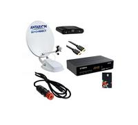 Antarion Pack Parabole Automatique Camping-Car + Strong Décodeur + HDSAT Cordon Allume Cigare