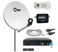 pack parabole satelitte acier 65cm récepteur fransat lnb single câble coaxial 20m G