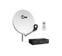 Pack HDSAT Parabole satellite acier 60cm avec Support LNB + LNB Single + Décodeur Satellite ASTRA HD