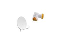 Pack Parabole Satellite Acier 65 cm + LNB Quad Golden Media 0,1dB Compatible Canal HD ME