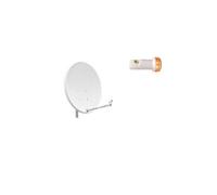 Pack Parabole Satellite Acier 65 cm + LNB Single Golden Media 0,1dB Compatible Canal HD ME