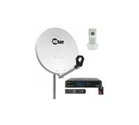 Pack parabole satellite acier 65cm + lnb single + récepteur tntsat