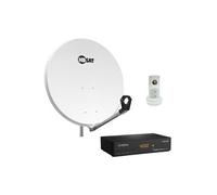 Pack HDSAT Parabole Satellite Acier 80cm avec Support LNB + LNB Single + Décodeur Satellite Astra HD + Carte