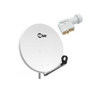 Pack Parabole satellite acier 80cm + LNB Quad Universel 0,1dB