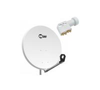 Pack HDSAT Parabole Satellite Acier 80cm + LNB Quad Universel 0,1dB