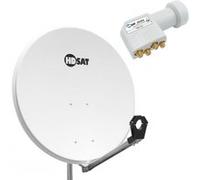 Pack Parabole satellite acier 80cm + LNB Quad Universel 0,1dB