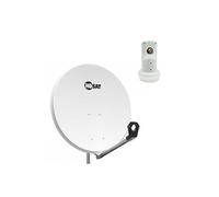 Pack HDSAT Parabole Satellite Acier 80cm + LNB Single HD 4K idéal Astra EUTELSAT