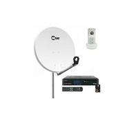 Pack parabole satellite acier 80cm + lnb single + récepteur tntsat