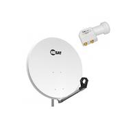 Pack HDSAT Parabole Satellite Acier 80cm + LNB Twin HD 4K 0,1dB idéal Astra Eutelsat