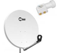 Pack Parabole satellite acier 80cm + LNB Twin HD 4K 0,1dB idéal Astra Eutelsat