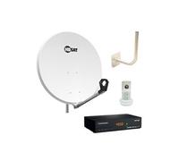 pack parabole satellite acier 80cm support lnb lnb single décodeur satellite hd