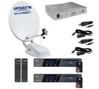 Pack Parabole Satellite Automatique TWIN 65cm Camping Car + 2x Récepteur TNTSAT HD Astra