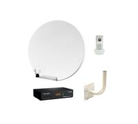 pack parabole satellite fibre blanche 60cm lnb single décodeur satellite hd tnts