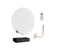 pack parabole satellite fibre blanche 85 cm lnb single décodeur satellite hd tnt
