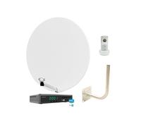 pack parabole satellite fibre blanche 85cm lnb single récepteur décodeur tv sa