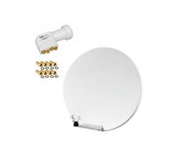 Pack Parabole satellite fibre composite Blanche 60cm BRIDES INOX + LNB Quad HD 4K