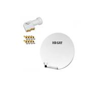Pack HDSAT Parabole satellite fibre composite Blanche 60cm BRIDES INOX LNB Quad HD 4K Blanc G