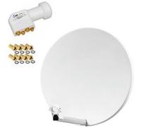 Pack Parabole satellite fibre composite Blanche 60cm BRIDES INOX + LNB Quad HD 4K Blanc G
