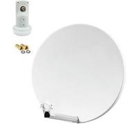 Pack Parabole satellite fibre composite Blanche 60cm BRIDES INOX + LNB Single HD 4K Blanc G