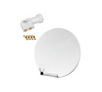 Pack Parabole satellite fibre composite Blanche 60cm BRIDES INOX + LNB Twin HD 4K