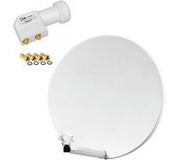 Pack Parabole satellite fibre composite Blanche 60cm BRIDES INOX + LNB Twin HD 4K Blanc G