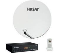 Pack Parabole Satellite Fibre Composite Blanche 75cm + LNB Single + Décodeur Satellite HD TNTSAT ASTRA + Carte G