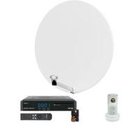 pack parabole satellite fibre composite blanche 85cm lnb single vega 3 récepteur