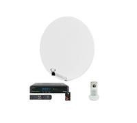 pack parabole satellite fibre composite blanche 85cm lnb single vega 3 récepteur