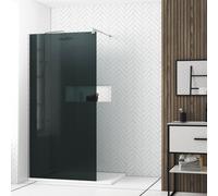 Pack Paroi de Douche 100x200cm Verre Fumé 8mm - Barre de Fixation Extensible et Profil Chrome