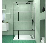 Pack Paroi de douche 120x195 cm + receveur en acrylique blanc effet pierre 120x80 cm